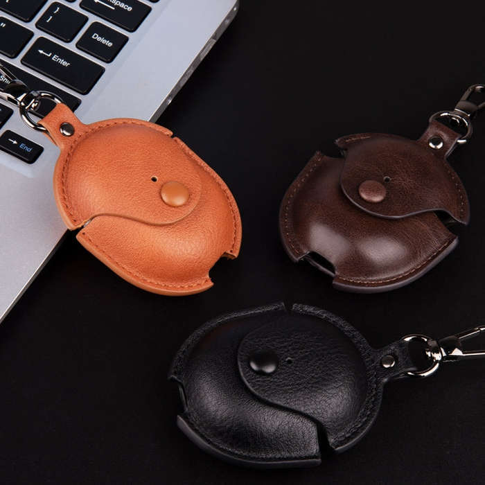 For Redmi Buds 4 Business Leather Earphone Protective Case with Hook(Black)