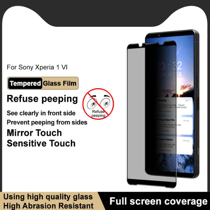For Sony Xperia 1 VI imak HD Full Screen Anti-spy Tempered Glass Protective Film