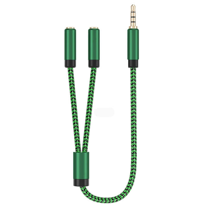 3.5mm Male to Dual 3.5mm Audio + Microphone 2 in 1 Audio Adapter Cable, Length:3m(Green)