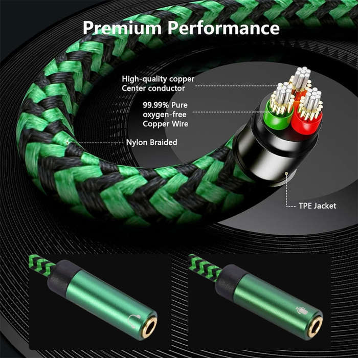 USB-A to Dual 3.5mm Separate Style Audio Adapter Cable, Length:0.5m(Green)