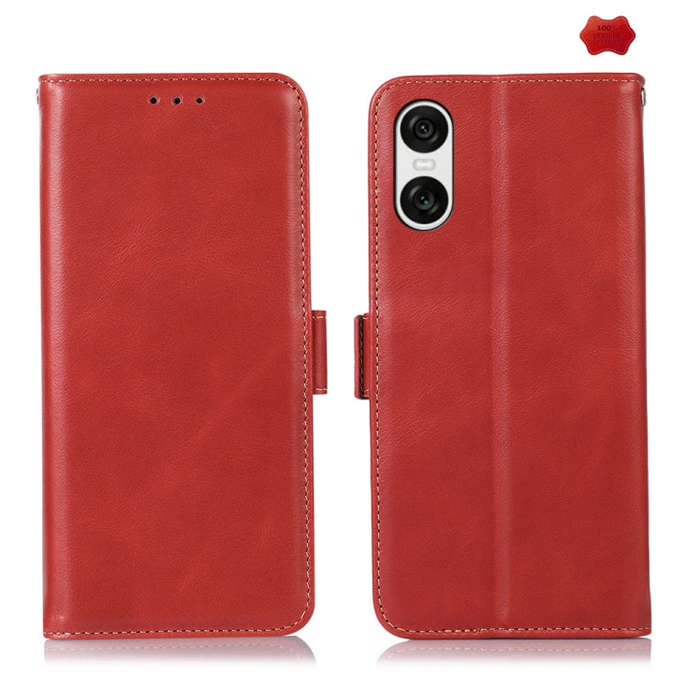 For Sony Xperia 10 VI Magnetic Crazy Horse Texture Genuine Leather RFID Phone Case(Red)