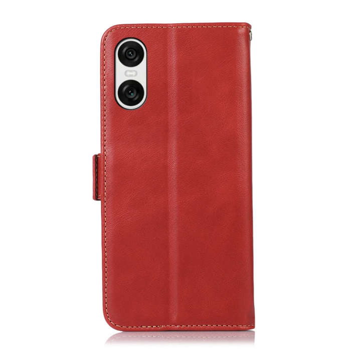 For Sony Xperia 10 VI Magnetic Crazy Horse Texture Genuine Leather RFID Phone Case(Red)