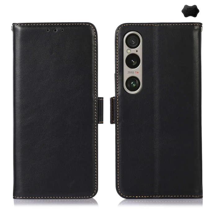 For Sony Xperia 1 VI Magnetic Crazy Horse Texture Genuine Leather RFID Phone Case(Black)