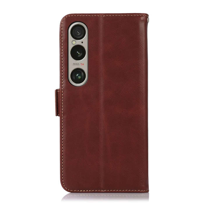 For Sony Xperia 1 VI Magnetic Crazy Horse Texture Genuine Leather RFID Phone Case(Brown)