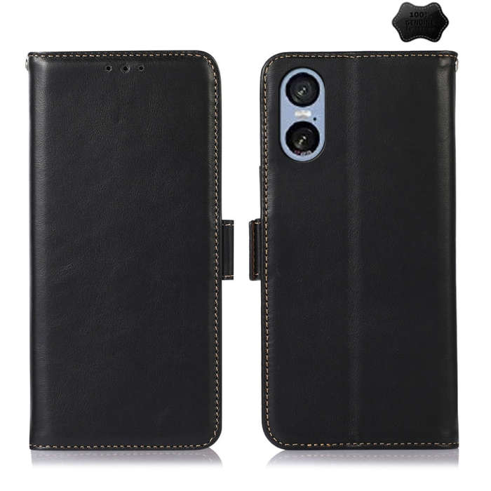 For Sony Xperia 5 VI Magnetic Crazy Horse Texture Genuine Leather RFID Phone Case(Black)