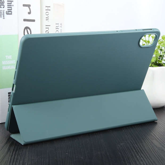 For Huawei MatePad 11.5 S GEBEI 3-folding Holder Shockproof Flip Leather Tablet Case(Dark Green)