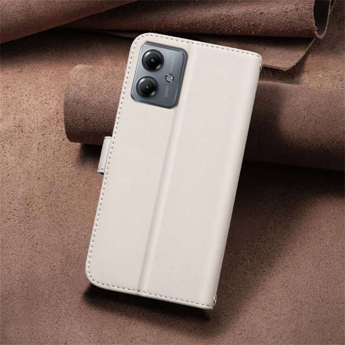 For Motorola Moto G14 4G / G54 5G EU Version Square Texture Leather Phone Case(Beige)