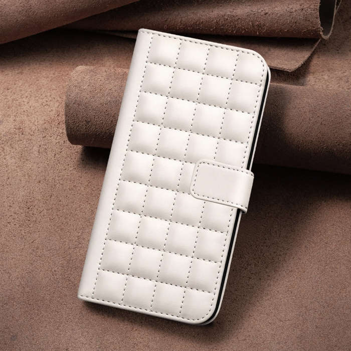 For Honor X7a Square Texture Leather Phone Case(Beige)