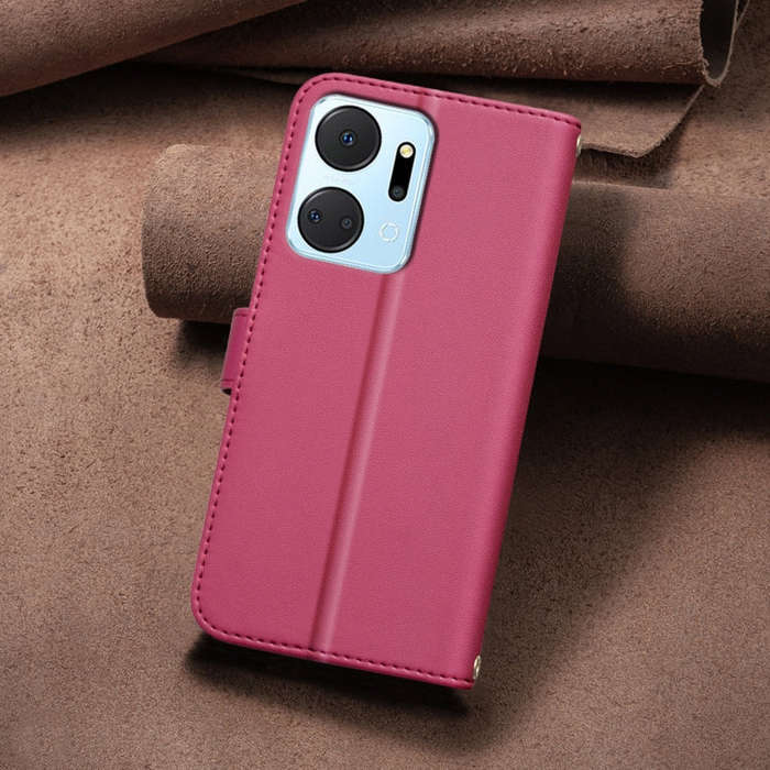 For Honor X7a Square Texture Leather Phone Case(Red)