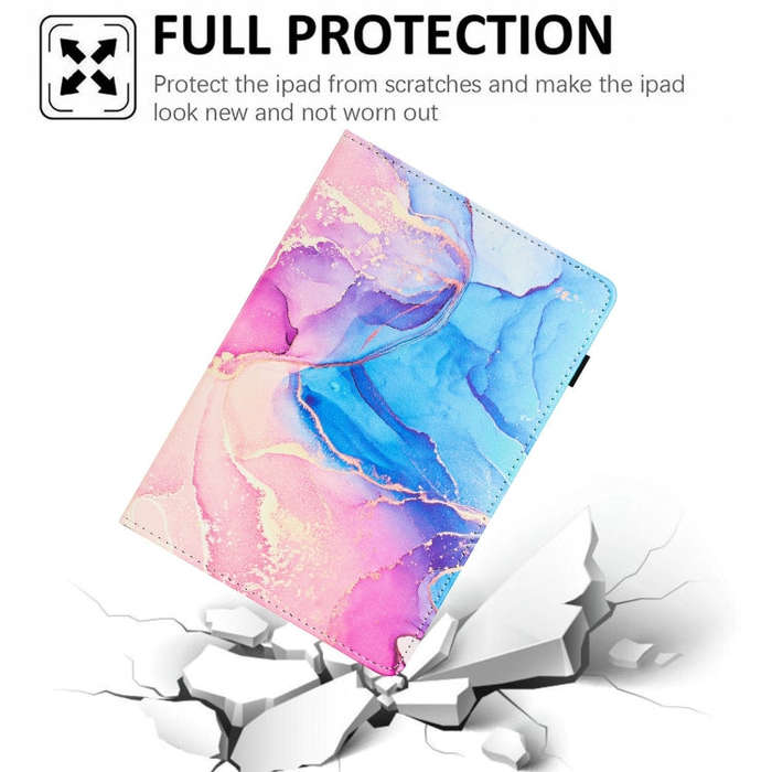For Lenovo Tab M10 3rd Gen Marble Litchi Leather Smart Tablet Case(Pink Blue)