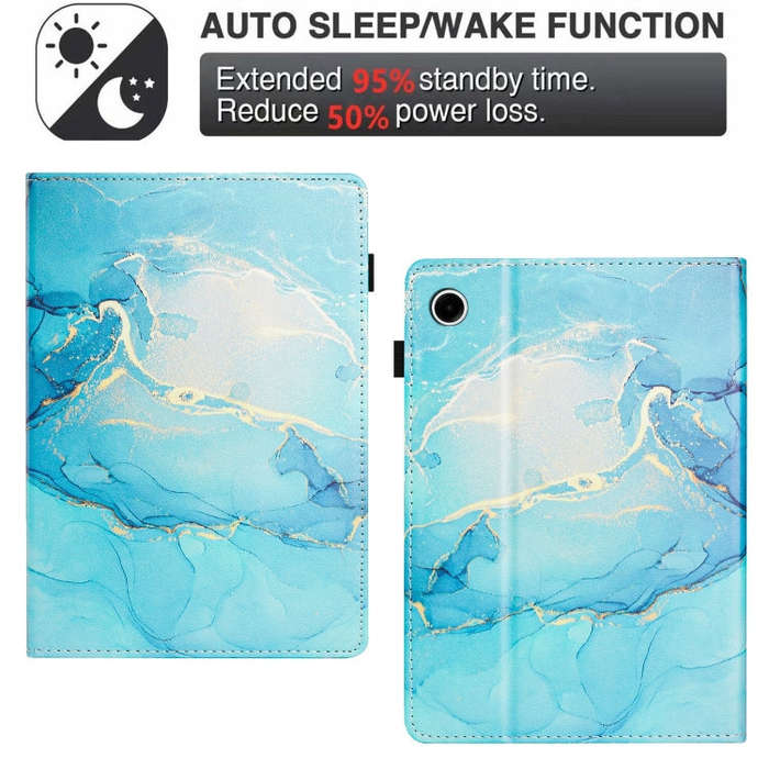 For Lenovo Tab M10 Plus 3rd Gen Marble Litchi Leather Smart Tablet Case(Green)