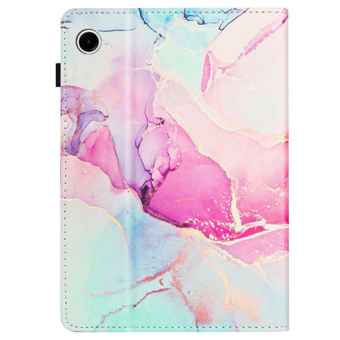 For Lenovo Tab M10 Plus 3rd Gen Marble Litchi Leather Smart Tablet Case(Pink)