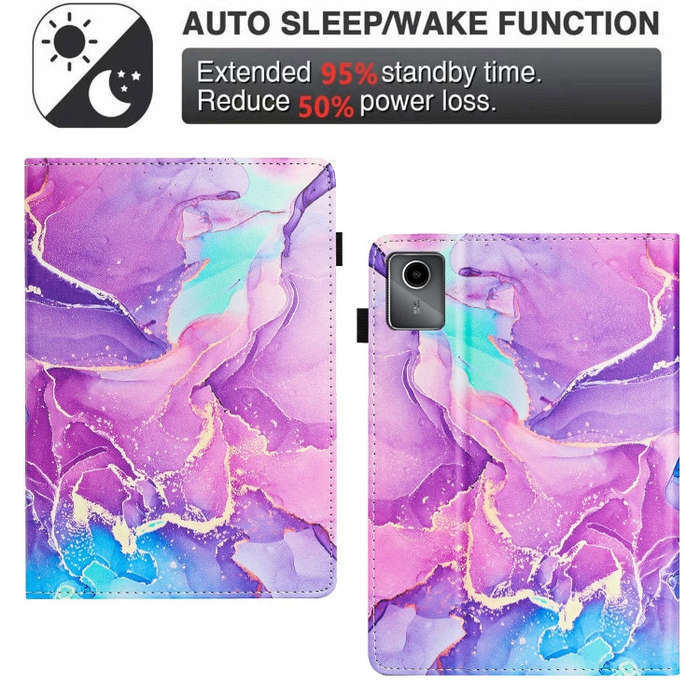 For Lenovo Tab M11/ Xiaoxin Pad 11 2024 Marble Litchi Leather Smart Tablet Case(Purple)