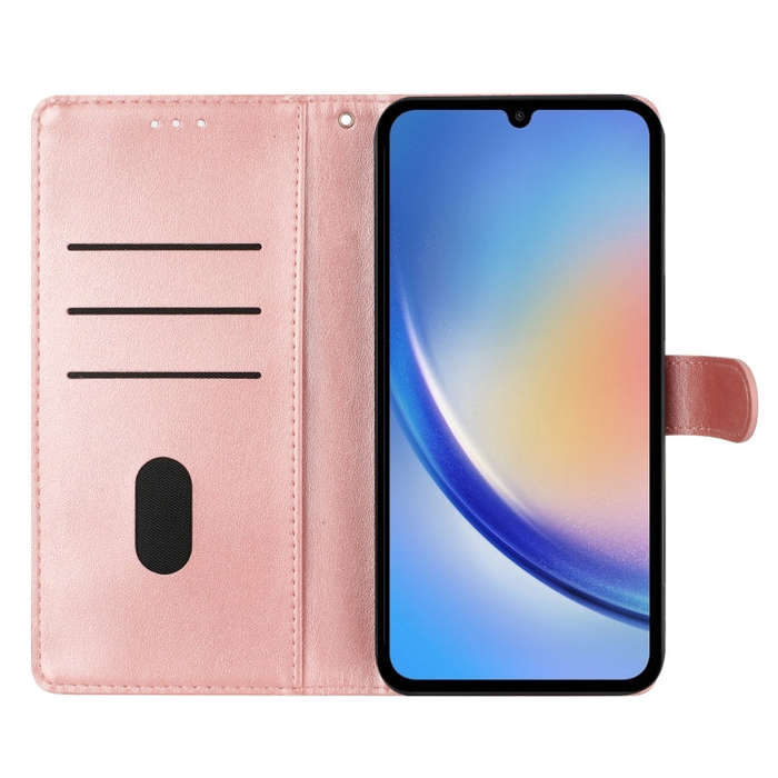 For Motorola Edge 40 Butterflies and Flowers Leather Phone Case(Rose Gold)