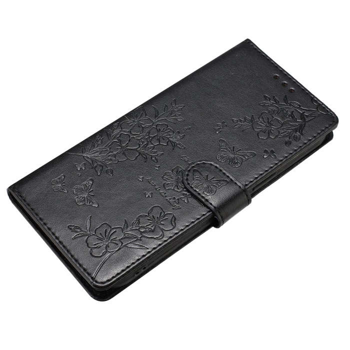 For Motorola Moto G32 Butterflies and Flowers Leather Phone Case(Black)