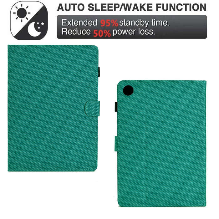 For Lenovo Tab M10 Gen 3 Solid Color Fiber Texture Smart Tablet Leather Case(Lake Green)