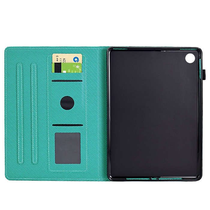 For Lenovo Tab M10 Gen 3 Solid Color Fiber Texture Smart Tablet Leather Case(Lake Green)
