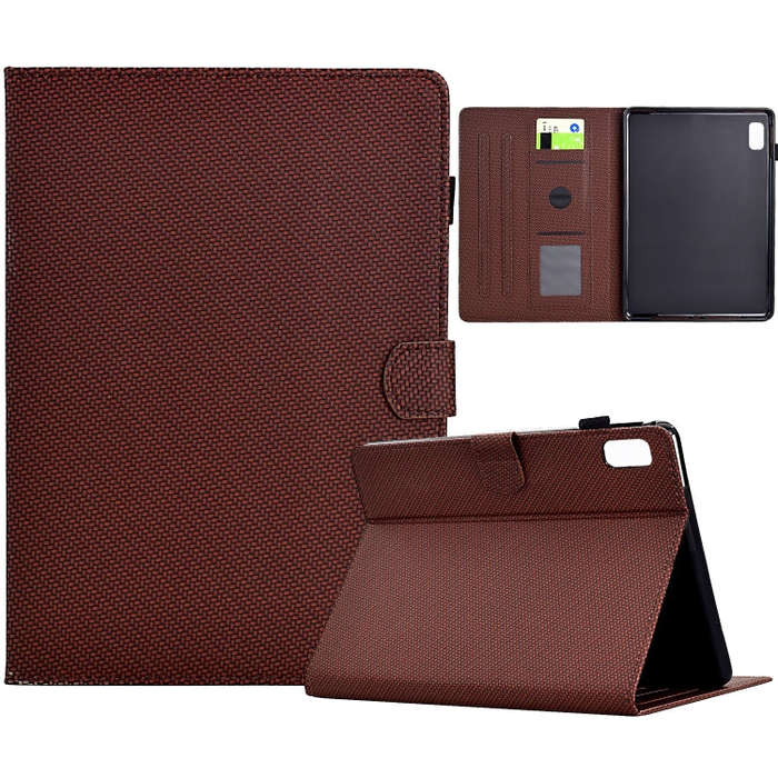 For Lenovo Tab P11 Gen 2 Solid Color Fiber Texture Smart Tablet Leather Case(Brown)