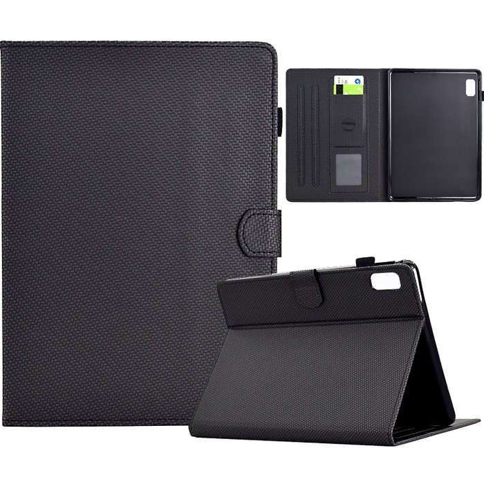 For Lenovo Tab P11 Gen 2 Solid Color Fiber Texture Smart Tablet Leather Case(Black)