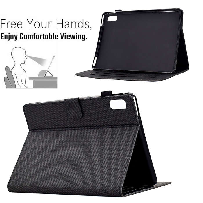 For Lenovo Tab P11 Gen 2 Solid Color Fiber Texture Smart Tablet Leather Case(Black)