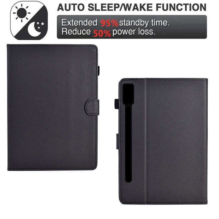 For Lenovo Tab P12 Solid Color Fiber Texture Smart Tablet Leather Case(Black)
