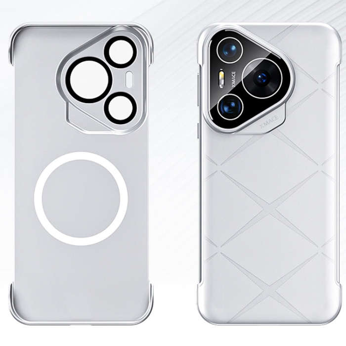 For Huawei Pura 70 Borderless Upshrink Camera Protection Magnetic Phone Case(Silver)