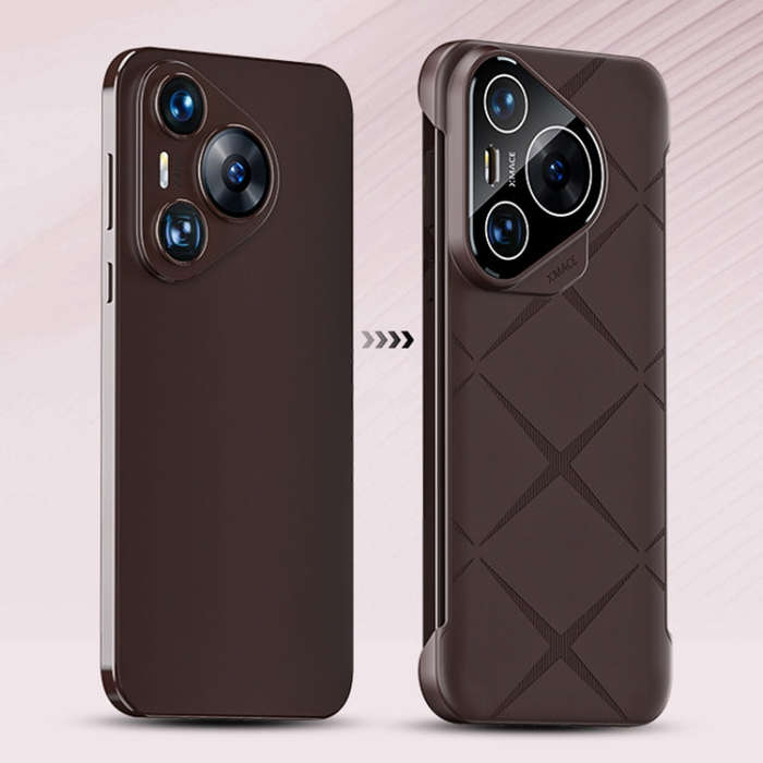 For Huawei Pura 70 Borderless Upshrink Camera Protection Phone Case(Brown)