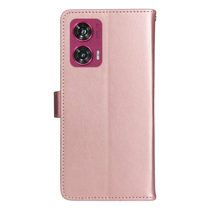 For Motorola Edge 50 Fusion Cat and Bee Embossed Flip Leather Phone Case(Rose Gold)