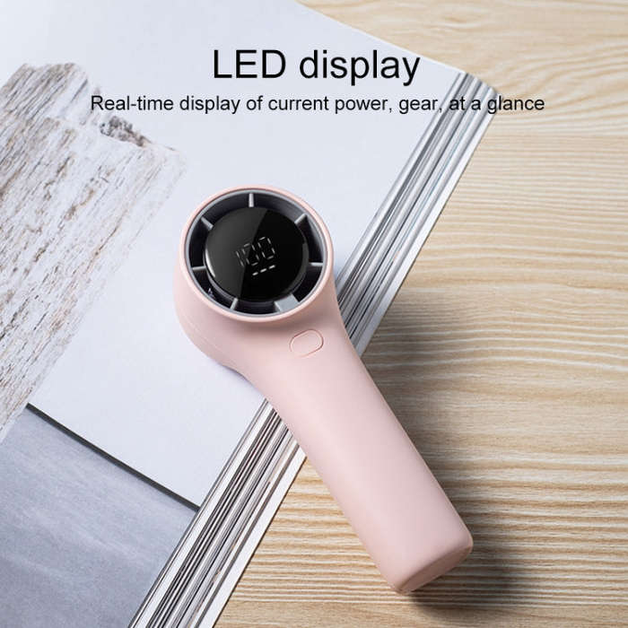 N606 Pro HD Digital Display Mini Handheld Fan(Pink)