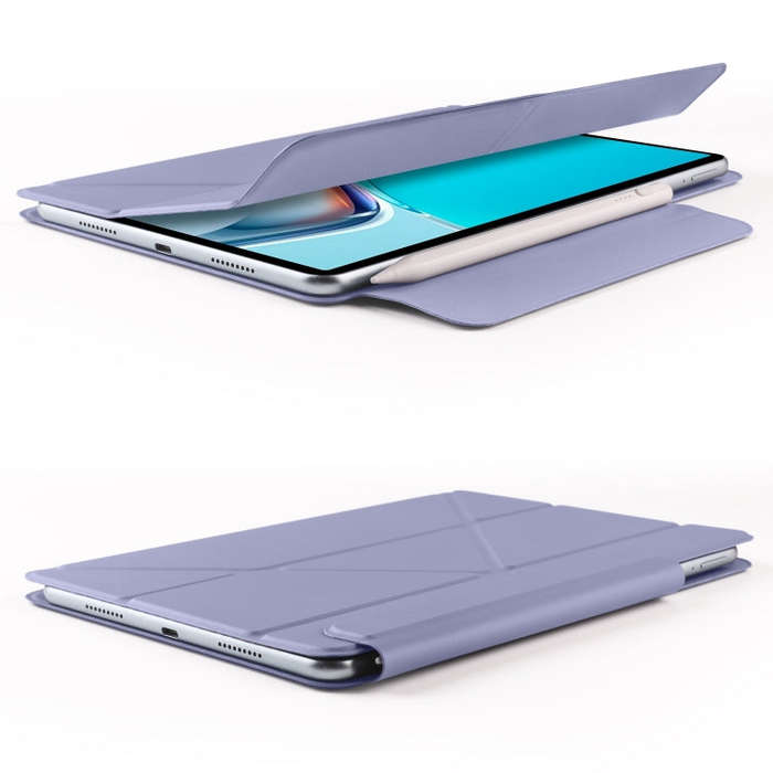 For Huawei MatePad 11 2021 Fixed Buckle Magnetic Deformation Leather Tablet Case(Lavender Purple)