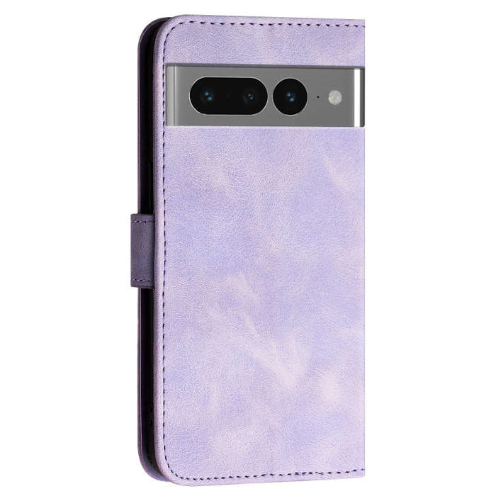 For Google Pixel 7 Pro 5G Grid Butterfly Embossed Pattern Leather Phone Case with Lanyard(Light P...