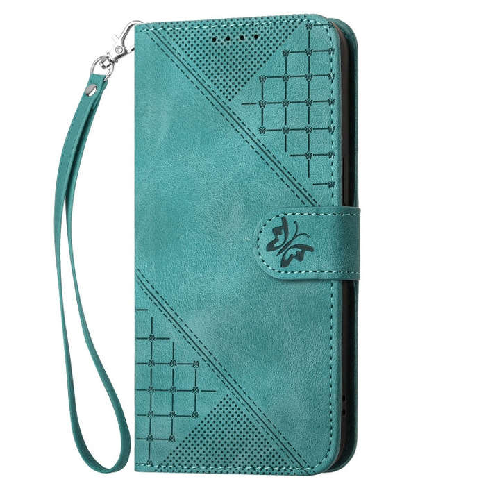 For Motorola Edge 50 Pro 5G Grid Butterfly Embossed Pattern Leather Phone Case with Lanyard(Light...