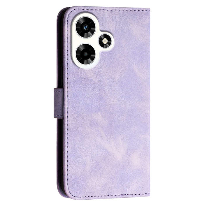 For Infinix Hot 30i Grid Butterfly Embossed Pattern Leather Phone Case with Lanyard(Light Purple)