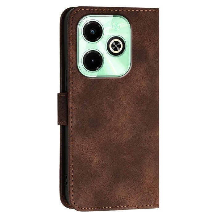 For Infinix Smart 8 Plus 4G Grid Butterfly Embossed Pattern Leather Phone Case with Lanyard(Coffee)