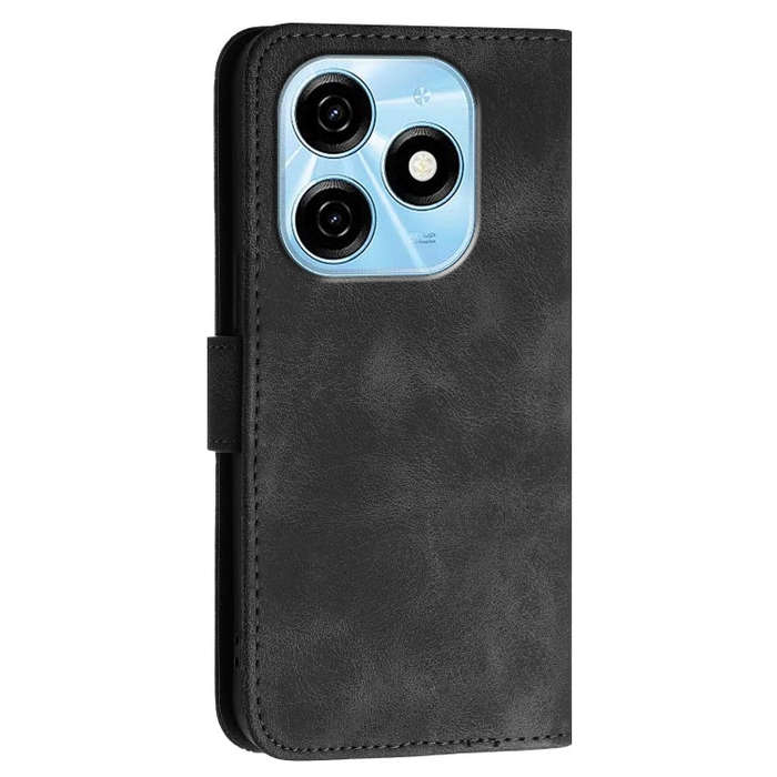 For Tecno Spark 20 4G / 20C 4G Grid Butterfly Embossed Pattern Leather Phone Case with Lanyard(Bl...