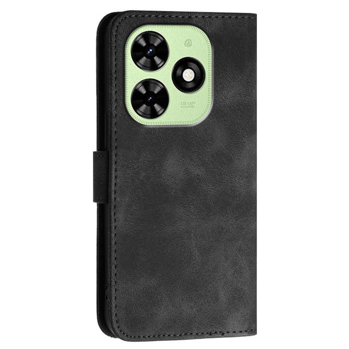 For Tecno Spark Go 2024 4G Grid Butterfly Embossed Pattern Leather Phone Case with Lanyard(Black)