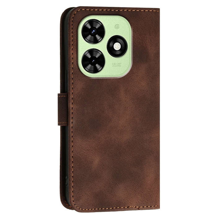 For Tecno Spark Go 2024 4G Grid Butterfly Embossed Pattern Leather Phone Case with Lanyard(Coffee)