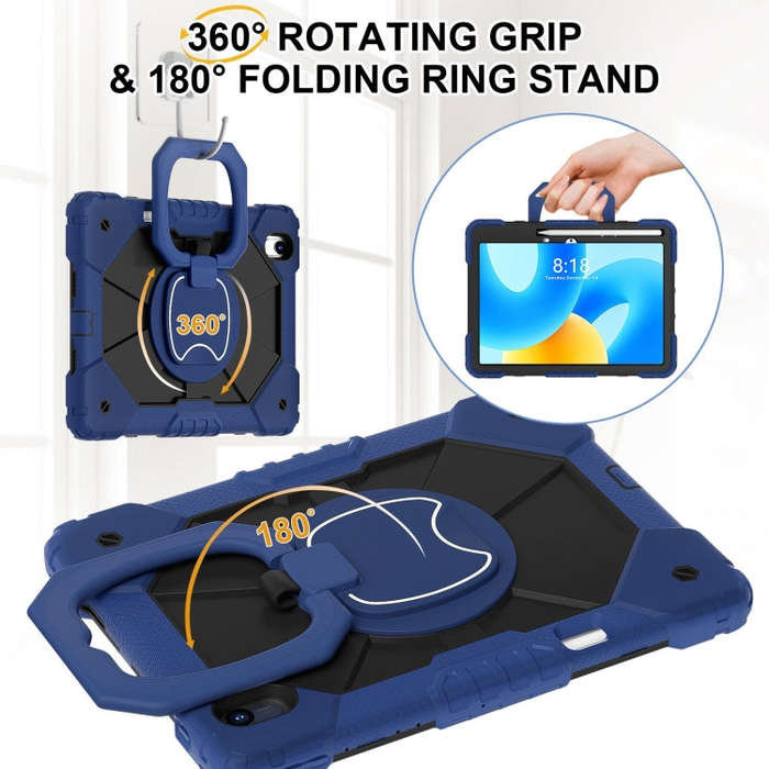 For Huawei Matepad 11.5 2023 Contrast Color Robot Silicone Hybrid PC Tablet Case(Navy Black)
