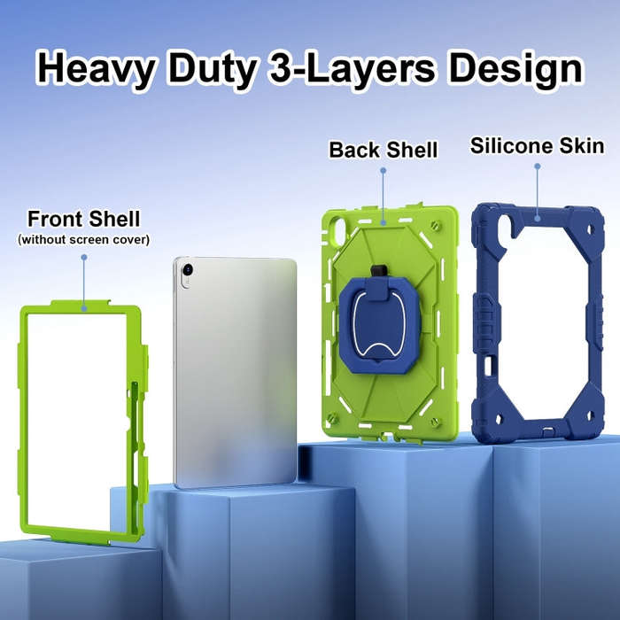 For Huawei Matepad 11.5 2023 Contrast Color Robot Silicone Hybrid PC Tablet Case(Navy Yellow Green)