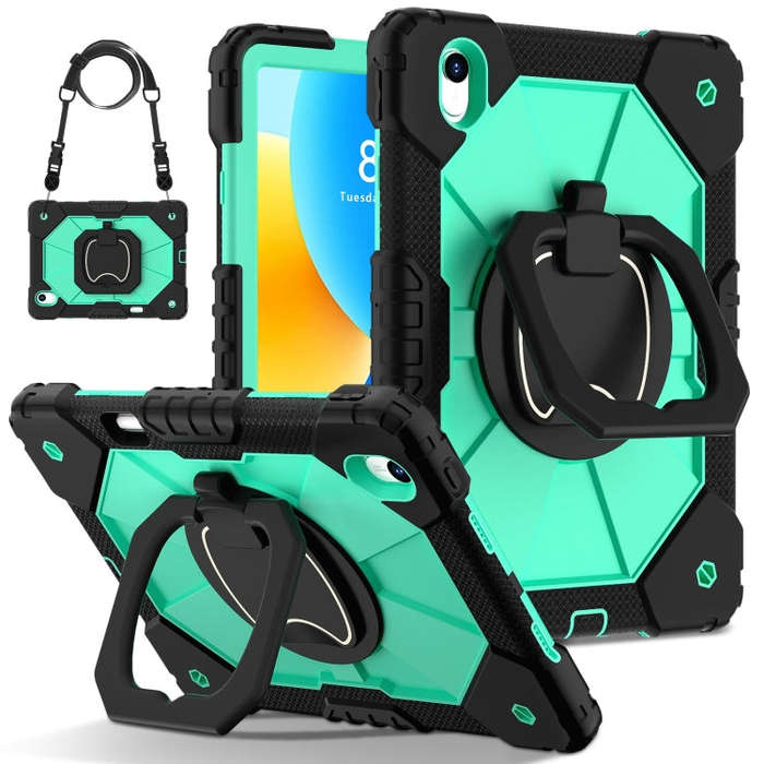 For Huawei Matepad 11.5 2023 Contrast Color Robot Silicone Hybrid PC Tablet Case(Black Mint Green)