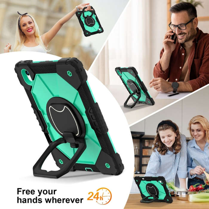 For Huawei Matepad 11.5 2023 Contrast Color Robot Silicone Hybrid PC Tablet Case(Black Mint Green)