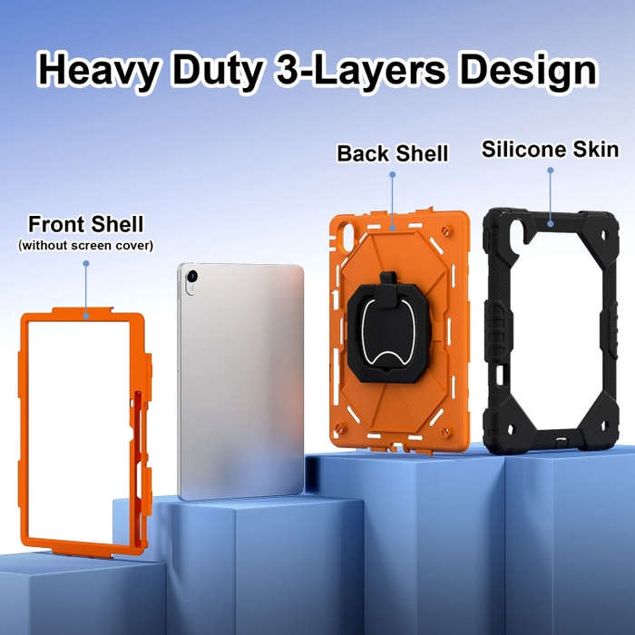 For Huawei Matepad 11.5 2023 Contrast Color Robot Silicone Hybrid PC Tablet Case(Black Orange)
