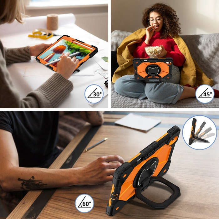 For Huawei Matepad 11.5 2023 Contrast Color Robot Silicone Hybrid PC Tablet Case(Black Orange)