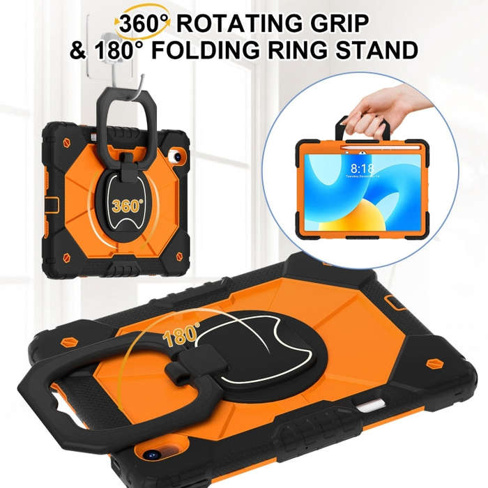 For Huawei Matepad 11.5 2023 Contrast Color Robot Silicone Hybrid PC Tablet Case(Black Orange)
