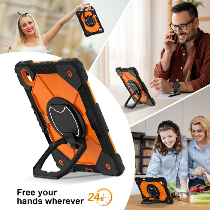 For Huawei Matepad 11.5 2023 Contrast Color Robot Silicone Hybrid PC Tablet Case(Black Orange)
