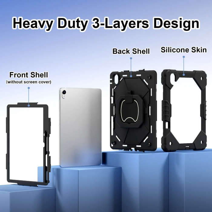 For Huawei Matepad 11.5 2023 Contrast Color Robot Silicone Hybrid PC Tablet Case(Black)