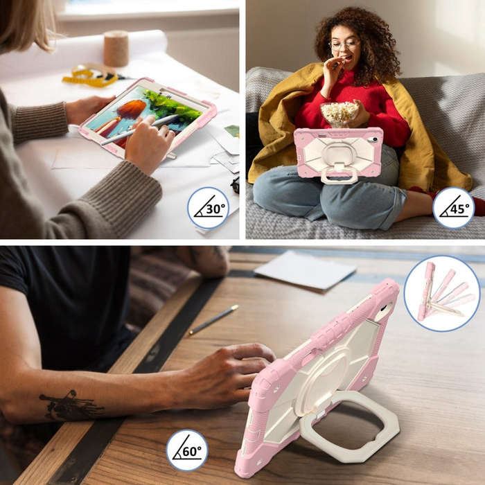For Huawei Matepad 11.5 2023 Contrast Color Robot Silicone Hybrid PC Tablet Case(Rose Gold Beige)