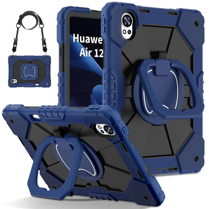 For Huawei MatePad Air 12 2024 Contrast Color Robot Silicone Hybrid PC Tablet Case(Navy Black)