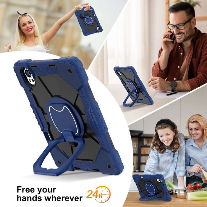 For Huawei MatePad Air 12 2024 Contrast Color Robot Silicone Hybrid PC Tablet Case(Navy Black)
