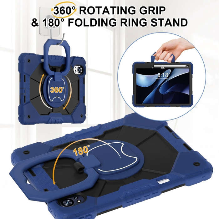 For Huawei MatePad Air 12 2024 Contrast Color Robot Silicone Hybrid PC Tablet Case(Navy Black)